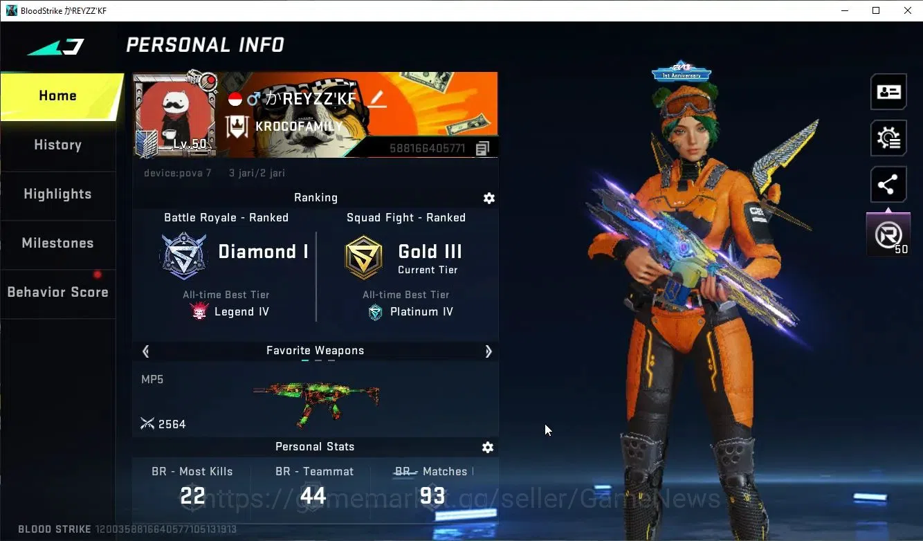 Blood Strike Accounts ASIA|ETERNAL ZERO+15 ULTRA[EDM,Gali,MP5,Spear,Etc] image 2