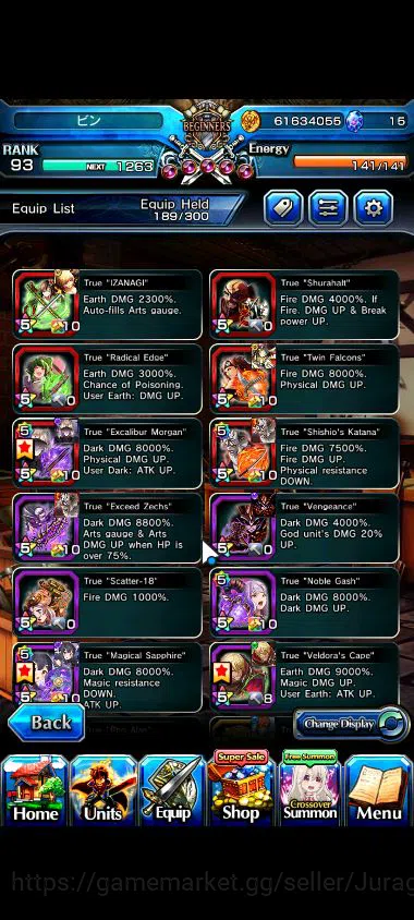 Grand Summoners Accounts Starter Global|Rank 93|10 Ascend |[MakotoTW,SaberAlterTW,Veldora,ShiroTW,MiyuTW,Etc]|Lpot 3