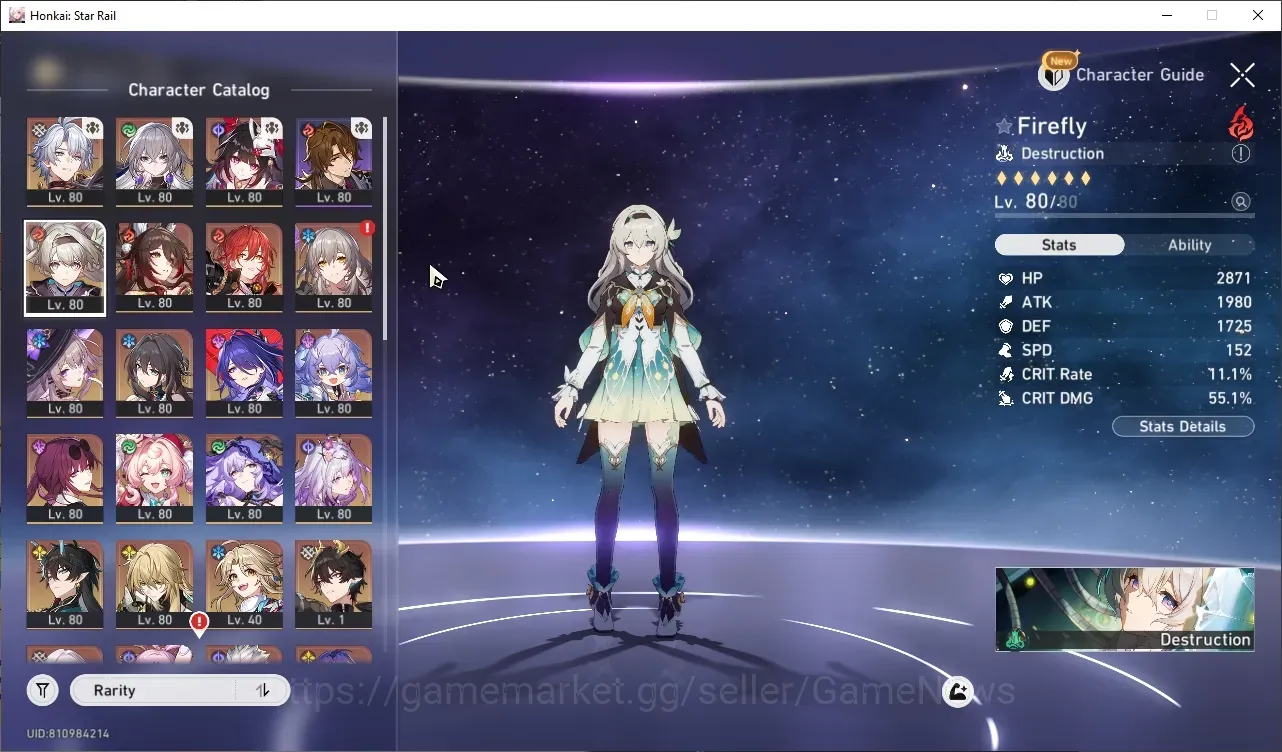 Honkai Star Rail Accounts Others ASIA|1 GC +Selector|TL 70|17 Limited (Firefly,Kafka,The Herta,Fugue,Acheron,Black 1