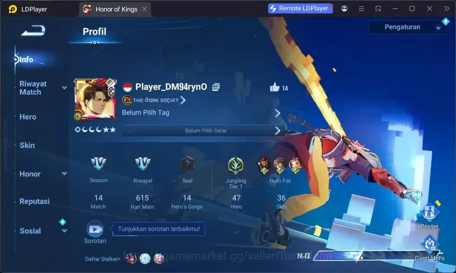 Honor of Kings Accounts Global | 47H 36S | Lady Sun LGD, Lam LGD | Dr Bian image 14