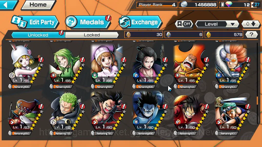 One Piece Bounty Rush Accounts Starter Global|4EX|Gear5 Luffy,BP Kuzan,King Pirates Roger,5Elder Saturn|Rank 4|*4CF 11