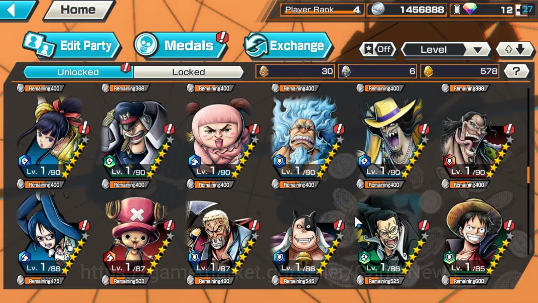 One Piece Bounty Rush Accounts Starter Global|4EX|Gear5 Luffy,BP Kuzan,King Pirates Roger,5Elder Saturn|Rank 4|*4CF 9