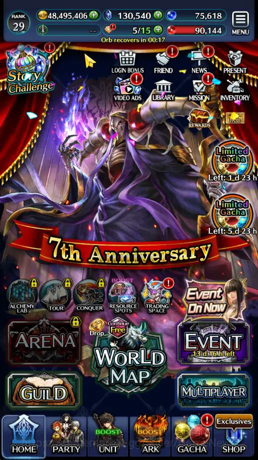Last Cloudia Accounts GLOBAL|130K Cryst|Collab[Ainz O Gown,Lenneth Valky image 11