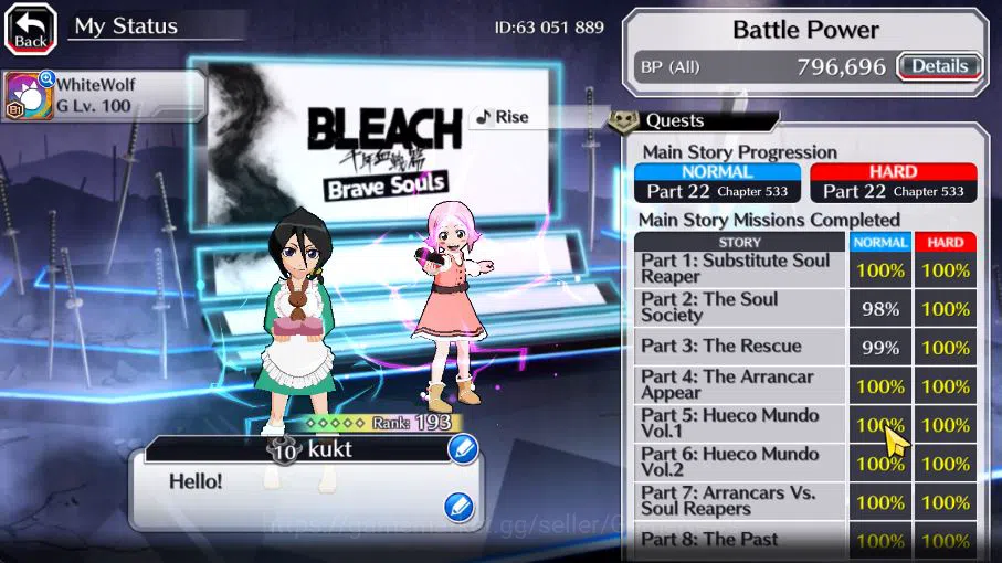 Bleach: Brave Souls Accounts [GLOBAL]51K Orb|9th[Kenpachi+Ichigo],valentine26[R image 4