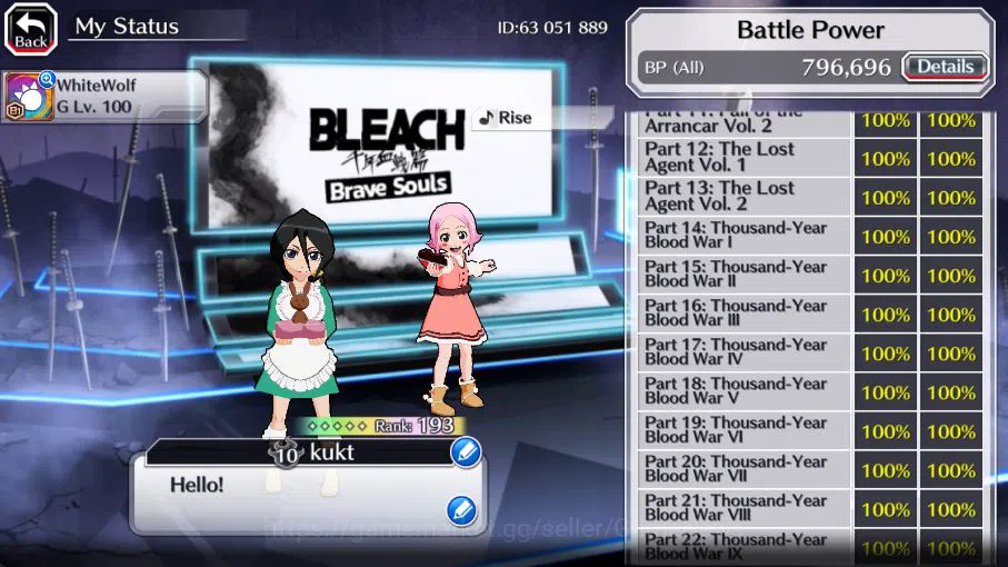 Bleach: Brave Souls Accounts [GLOBAL]51K Orb|9th[Kenpachi+Ichigo],valentine26[R image 5