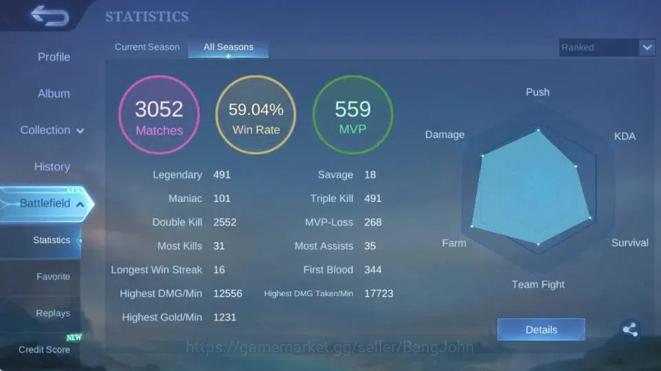 Mobile Legends: Bang Bang Accounts Global|Skin 241|Renowned|PRIME Beatrix,Collector Y image 13