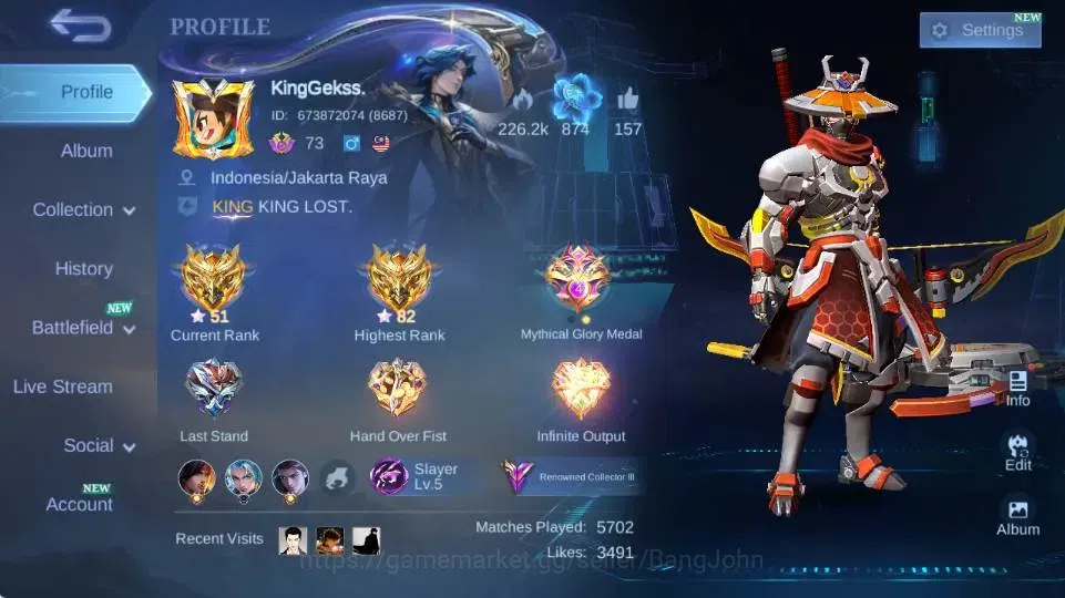Mobile Legends: Bang Bang Accounts Global|Skin 241|Renowned|PRIME Beatrix,Collector Y image 15