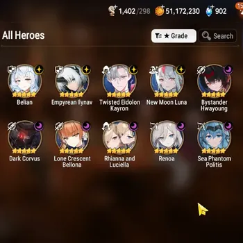 Epic Seven Accounts Starter Global Unverif| 10 ML (RnL,Belian,Ilynay,Kayron,Renoa,, Etc.)|PoH+Bless ON|MoH 55|PoH 15|Theater
