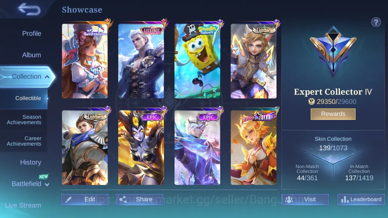 Mobile Legends: Bang Bang Accounts Hero 89 | skin 139 | emblem 3 max | expert collect image 2