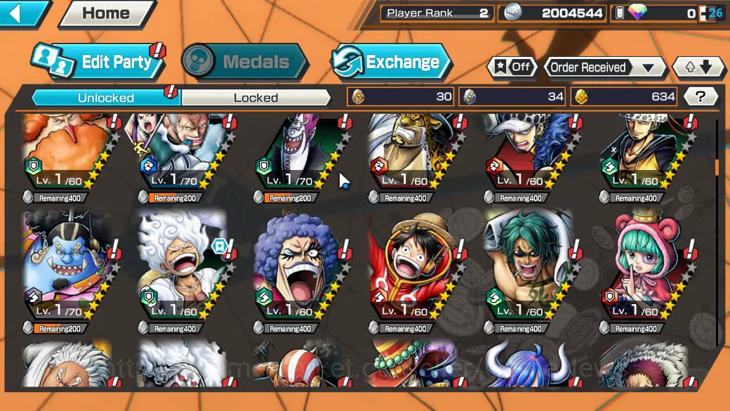 One Piece Bounty Rush Accounts Starter Global|4 EX|BP Kuzan,AMS[Borsalino],Gear5 Monkey D.Luffy,5 Elder St.Saturn|Rank 6