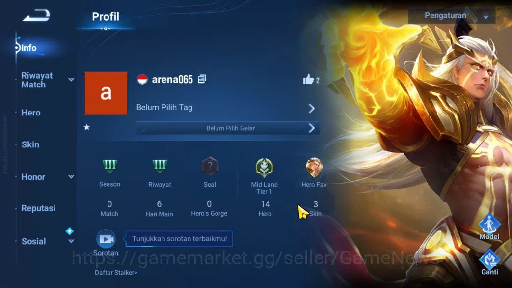 Honor of Kings Accounts Hero 14 Skin 3|Fresh Starter| (Wukong Legend) [Zil image 2