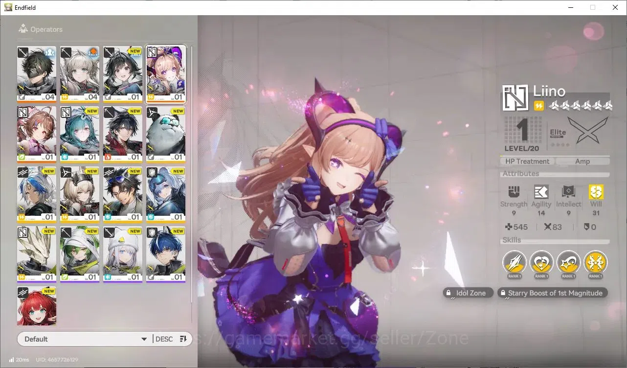 Arknights: Endfield Accounts ASIA| Starter Ch I Process I|1Limit : Liino + Ardelia| MC Male| 150 oro, 1,3K Arsenal|Check 1