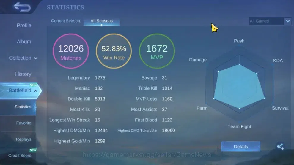 Mobile Legends: Bang Bang Accounts Hero 132|High Glory 77|Skin 337|Legend Freya,Prime image 3
