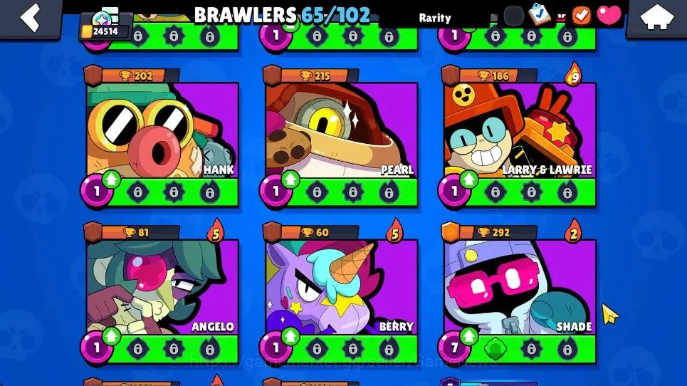 Brawl Stars Accounts 24514 Trophy|11k Bling|65 Brawlers 8 Max Lvl|2 Legend [Jock Stu,Mecha Colt] 1 Mythic [Pop Penny] 28 16