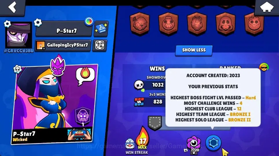 Brawl Stars Accounts 24514 Trophy|11k Bling|65 Brawlers 8 Max Lvl|2 Legend [Jock Stu,Mecha Colt] 1 Mythic [Pop Penny] 28 5