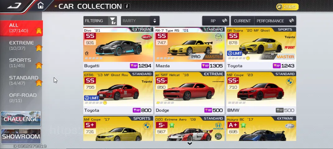 Racing Master Accounts SEA|Lv 7|2 PL Cars (Divo'21,RX-7 Type RS'01) + 37 Cars (GR Supra,GT86,Challenger SRT H),Etc|47,4K 1