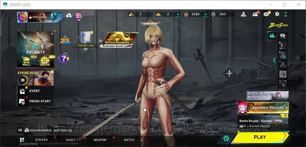 Blood Strike Accounts Collab Skin ASIA|3 ETERNAL M700 Seraph,MP7 Tidesong,DEagle Scorpio|Collab TokRev FN2K Dragon,AOT Katya 1