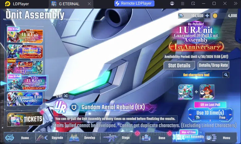SD Gundam G Generation ETERNAL Accounts Global Rank 1 | FreshStory | 106+K Diamond, Selector Banner On, 8Gundam SSR+ 1Supp 4