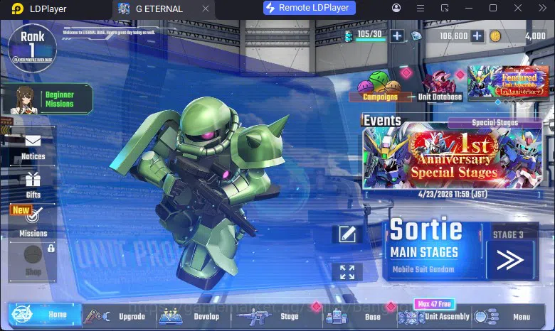 SD Gundam G Generation ETERNAL Accounts Global Rank 1 | FreshStory | 106+K Diamond, Selector Banner On, 8Gundam SSR+ 1Supp 5