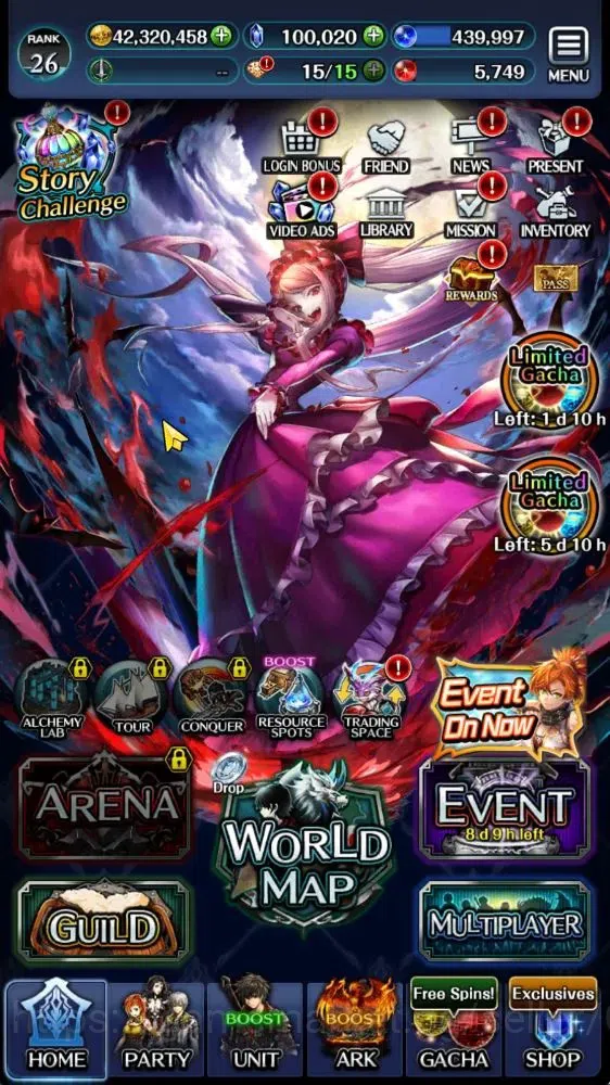 Last Cloudia Accounts GLOBAL|Rank 26|100K Crystal|Collab Overlord [Shalt image 9