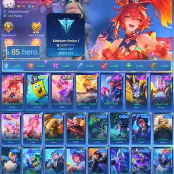 Mobile Legends: Bang Bang Accounts Others HERO 85 SKIN 105 | EMBLEM GOOD | CYPLOPS SPOBENGEBOB| VALE GARA | EPIC KHUFRA