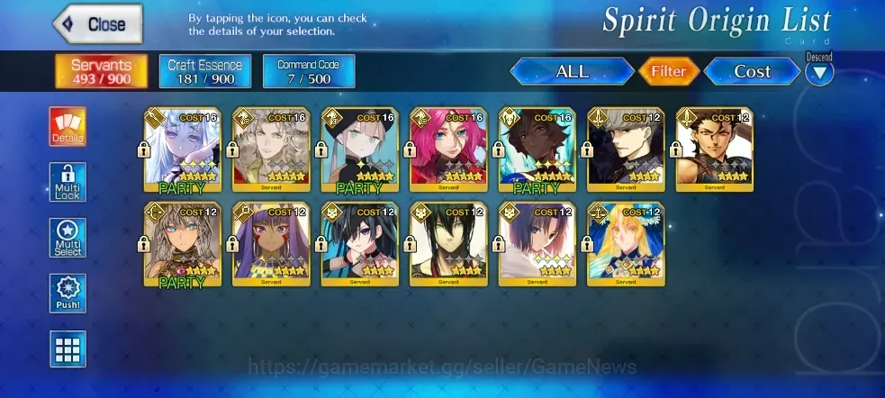 Fate-Grand Order Accounts NA Lv 45|5 SSR Servant|Arjuna Alter,Melusine,Nemo,Francis Drake,Takeda Harunobu|45 Quartz, 101 1