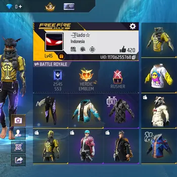 Free Fire Accounts AKUN GHOIB - BUNDLE POKER IDAMAN - BUNDLE CLUBER ADA 2 - BOOYAH PAS BANYAK - CELANA ANGEL UNGU ON
