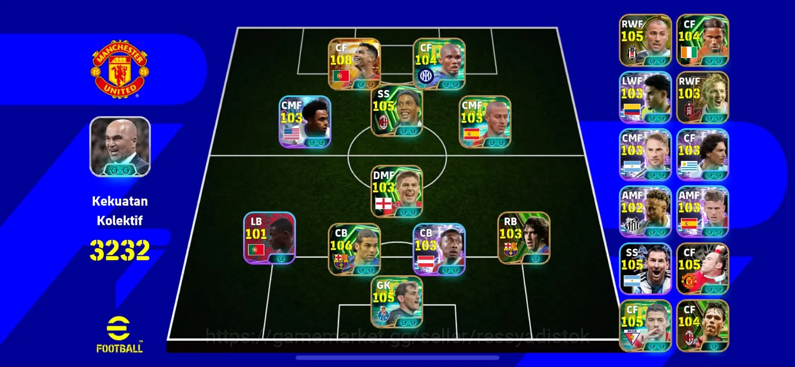 eFootball Accounts Legends & Iconic Players COLECTIVE 3232 | BIGTIME C RONALDO x C MARTINEZ x RONALDINHO x S GERARD x S 1