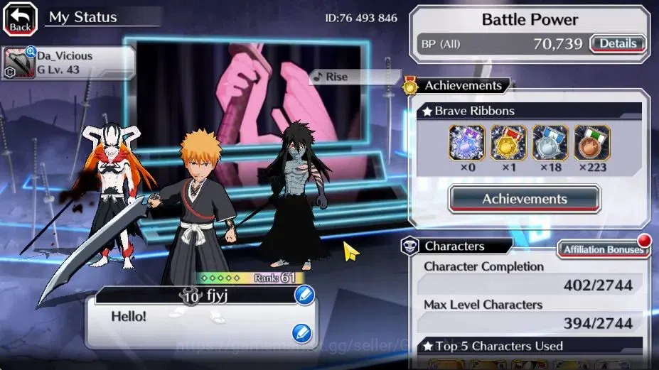 Bleach: Brave Souls Accounts [GLOBAL]20K Orbs+Fresh All Story|Ichigo Crescent,R image 2