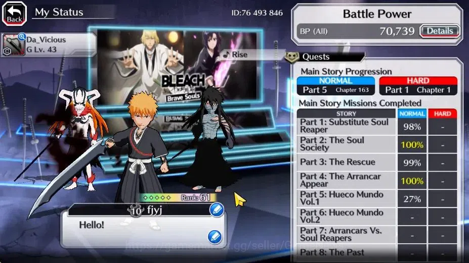 Bleach: Brave Souls Accounts [GLOBAL]20K Orbs+Fresh All Story|Ichigo Crescent,R image 4