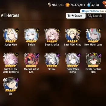 Epic Seven Accounts High-End Global Unverif|11 ML(Zio,Belian,Straze,NM.Luna,Borunka,Etc.)|PoH+Bless ON|Theater Untouch|246