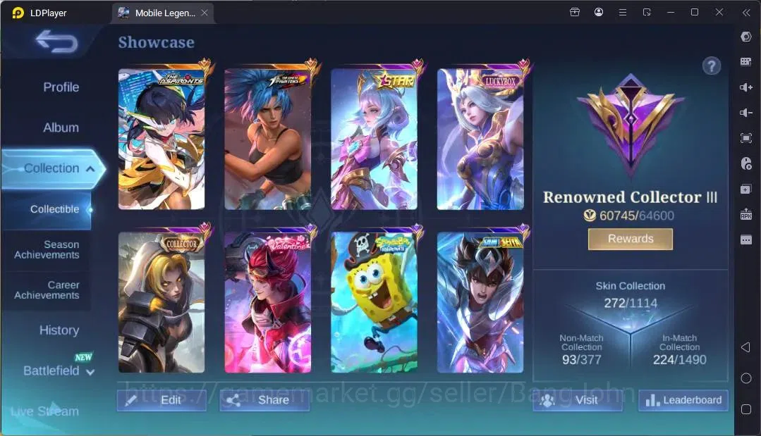 Mobile Legends: Bang Bang Accounts Global |Hero 133|Skin 272|Renowned|ASP Ruby|KOF Ka image 2