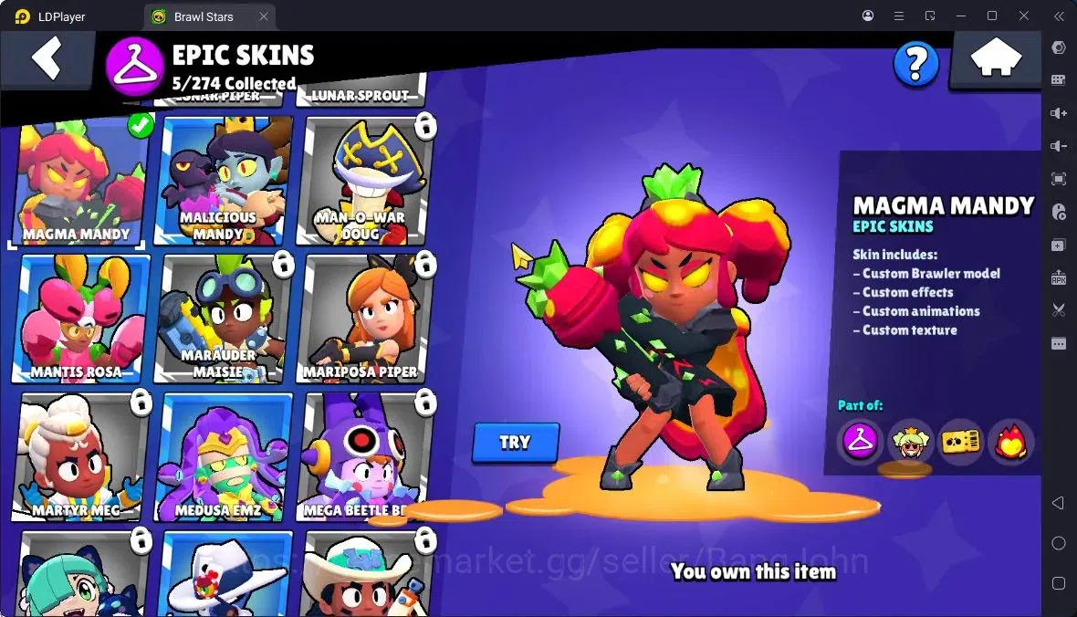 Brawl Stars Accounts Thropy 2760 | 29 Brawler | 7 Max |1 Hypercharge,1 Legend,1 Mythic,5 Epic Skin|4497 Bling|116 9