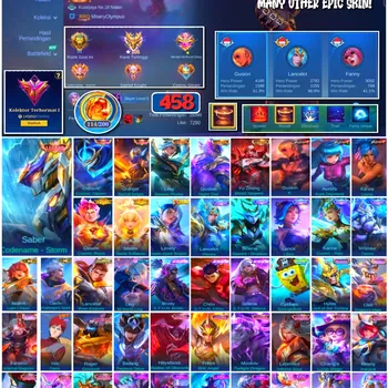Mobile Legends: Bang Bang Accounts #4357 458 Skins | Saber Codename - Storm (LEGEND) | Gusion Cosmic Gleam (LEGEND