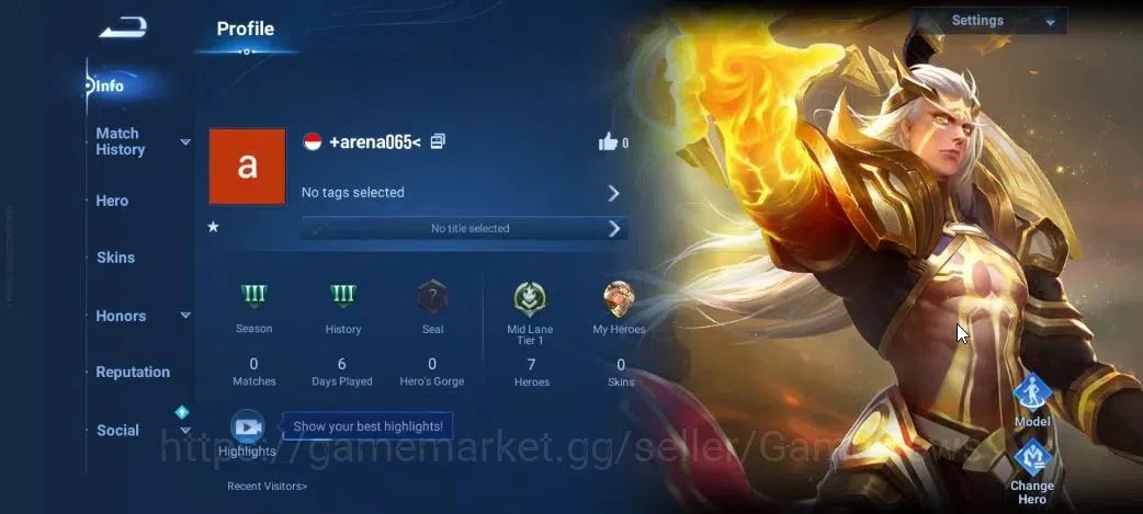 Honor of Kings Accounts Hero 7|Starter with Legend Skin Selection Chest(Di image 2