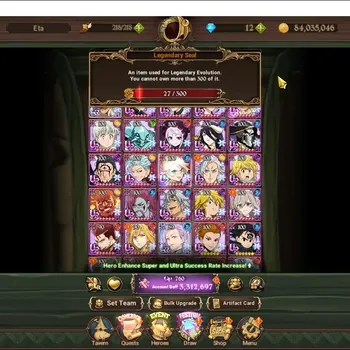 The Seven Deadly Sins: Grand Cross Accounts Endgame Asia|3,3M CC|2 LR +4 UR +Many Collab|HK Esca6/6,CoV