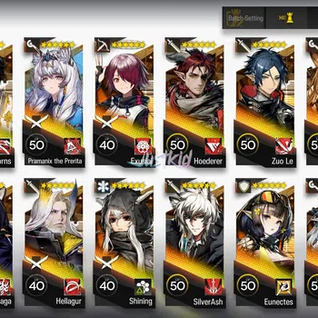 Arknights Accounts Mid-Tier ARKNIGHTS GLOBAL EARLYMID 21*6 , 3 LIMITED WANG,SHU,NIAN , MLYNAR,PRAMANIX