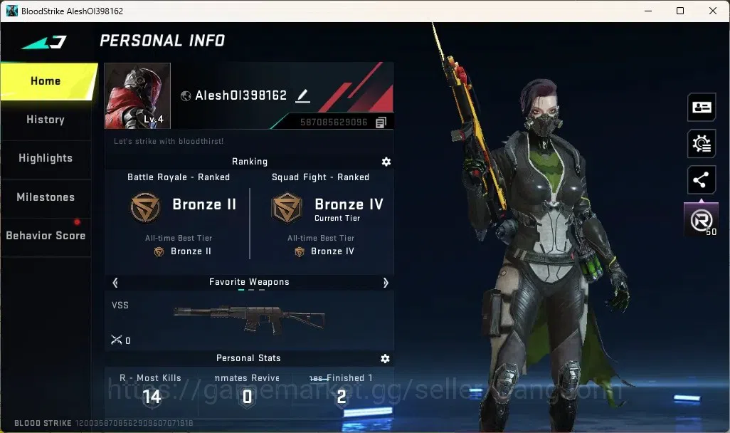 Blood Strike Accounts Collab Skin ASIA | 1 OPM: MP5-Saitama Vanguard Edition|1 Collab Sedan OPM|1 Epic Name Changing 1