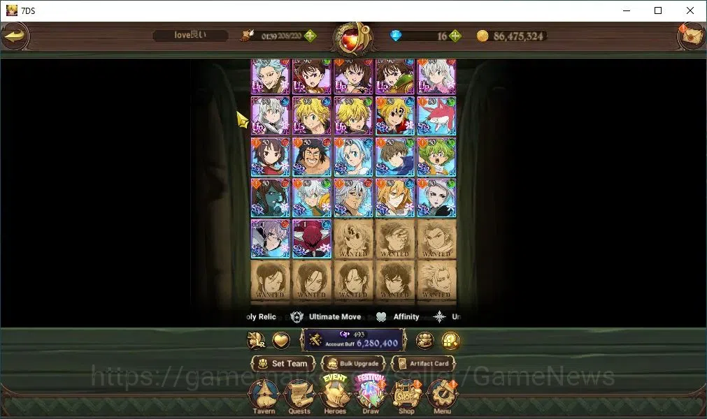 The Seven Deadly Sins: Grand Cross Accounts Asia|184 LS|6,2M CC|6 LR+13 UR+Many Collab|Belialu image 13