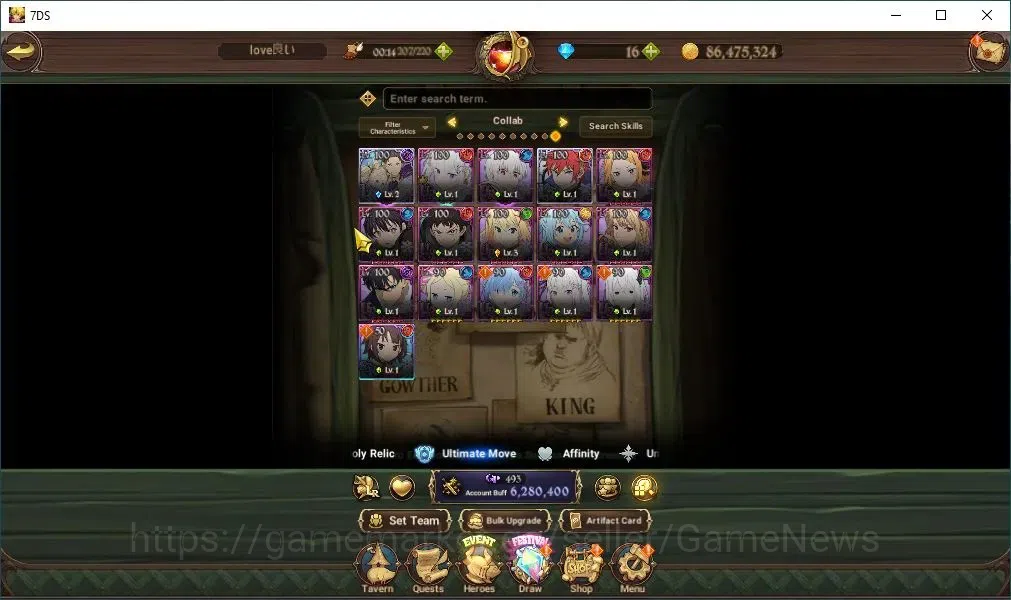The Seven Deadly Sins: Grand Cross Accounts Asia|184 LS|6,2M CC|6 LR+13 UR+Many Collab|Belialu image 5
