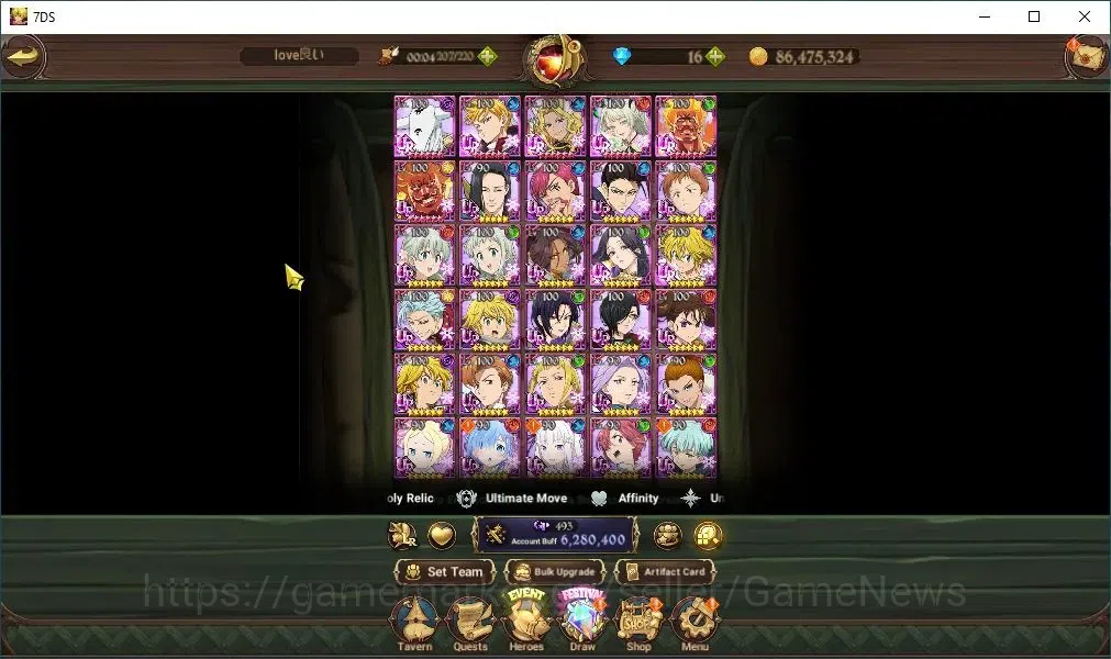 The Seven Deadly Sins: Grand Cross Accounts Asia|184 LS|6,2M CC|6 LR+13 UR+Many Collab|Belialu image 7