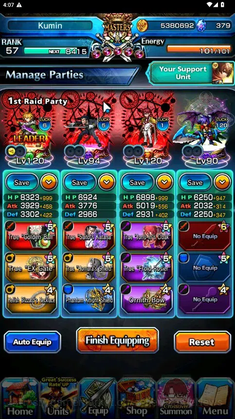 Grand Summoners Accounts Global|Rank 57|379 cc|10 Ascend 6 TW|(Saito,Choi J image 3