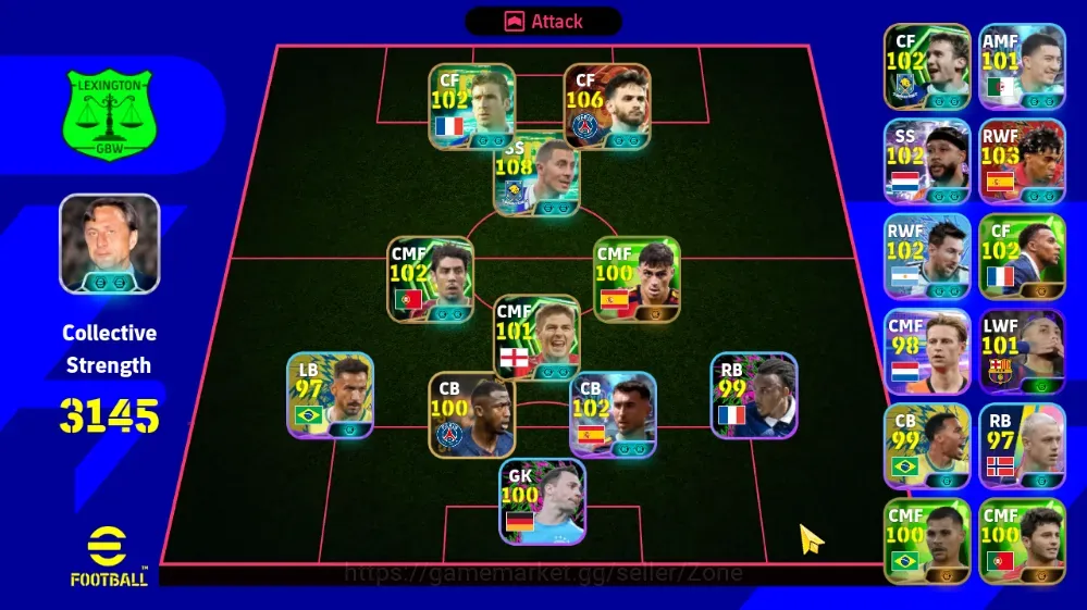 eFootball Accounts Legends & Iconic Players Mobile|PW 3145|Bigtime Kvaratskhelia, Epic Hazard, Cantona,Rui 1