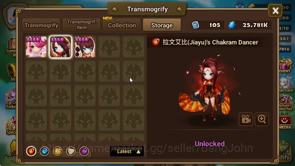 Summoners War: Sky Arena Accounts End-Game ASIA | Lv100 4LND(Dorothy,Azure Dragon Sword Light,Mi Ying,Arella) 36NB5 19