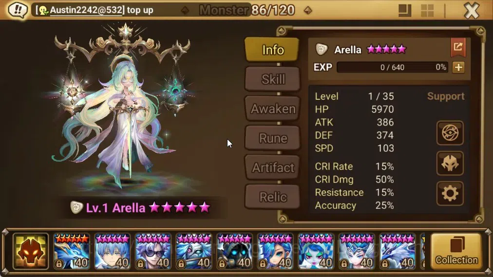 Summoners War: Sky Arena Accounts End-Game ASIA | Lv100 4LND(Dorothy,Azure Dragon Sword Light,Mi Ying,Arella) 36NB5 4