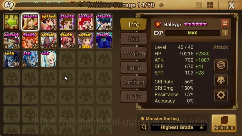 Summoners War: Sky Arena Accounts End-Game ASIA | Lv100 4LND(Dorothy,Azure Dragon Sword Light,Mi Ying,Arella) 36NB5 8