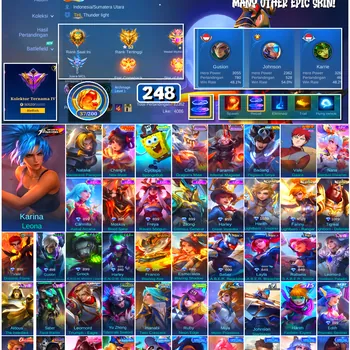 Mobile Legends: Bang Bang Accounts #4533 248 Skins | Karina Leona (KOF) | Badang Pegasus Seiya (SAINT SEIYA) | Cyclops
