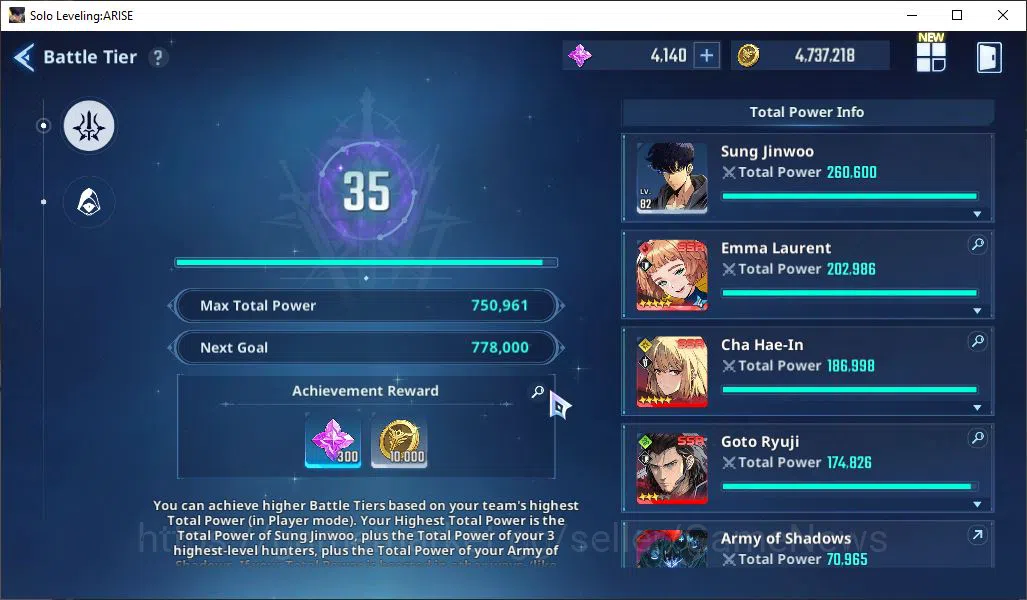 Solo Leveling: ARISE Accounts 750k Power | EmmaA9+SignA2, Cha Hae-InA5+Sign9. AmamiyaA4+SignA1, GotoA3+SignA6 ETC|Log 10