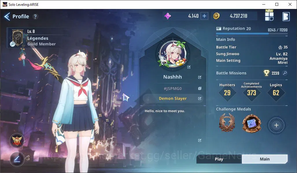 Solo Leveling: ARISE Accounts 750k Power | EmmaA9+SignA2, Cha Hae-InA5+Sign9. AmamiyaA4+SignA1, GotoA3+SignA6 ETC|Log 2