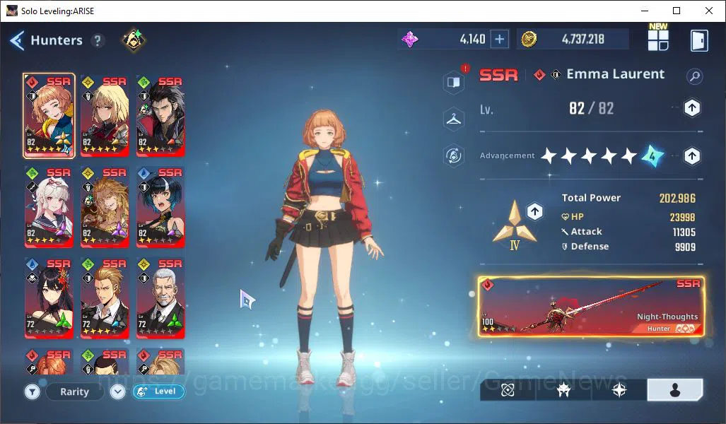 Solo Leveling: ARISE Accounts 750k Power | EmmaA9+SignA2, Cha Hae-InA5+Sign9. AmamiyaA4+SignA1, GotoA3+SignA6 ETC|Log 4